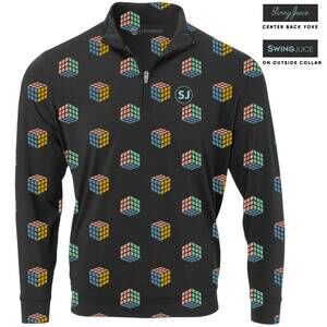 NEW SWINGJUICE men's golf gamescape quarter zip sweatshirt in black